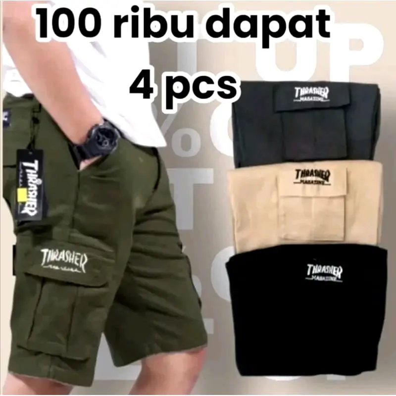 (100 DAPAT 4) Celana Cargo Kargo Pendek Pria | Celana Kimpol Chinos | Bahan Adem Celana Pendek Pria Dewasa casual regular cargo regular Karet Panjang