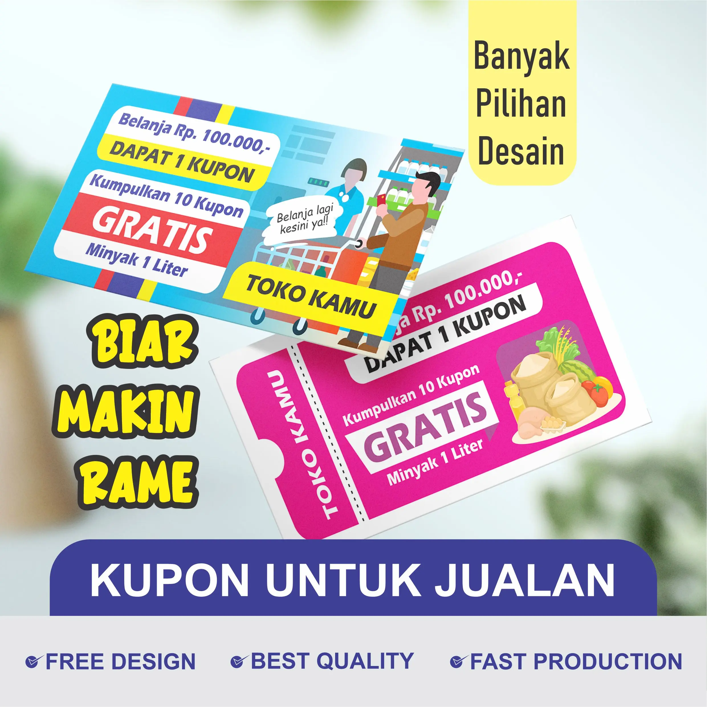 kartu jualan warung sembako (isi 100) | cetak kupon promosi untuk di toko kelontongan | kupon custom