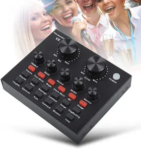 V8-Live Sound Card, USB External V8 Karaoke Recording Mobile Audio Mixer, Audio Live Broadcast KTV Sound Card for Live Broadcast, K Songs, Recording