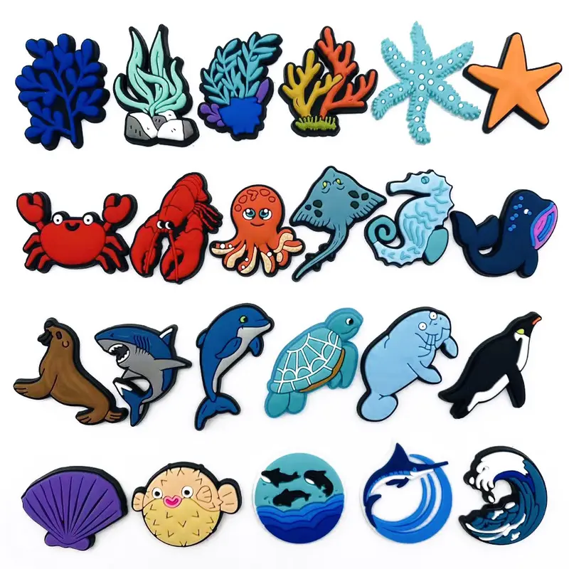 Lucu Pantai musim panas shoe charms jibz DIY Kartun Kehidupan laut croc sandal pin Pengait Cantolan Sepatu Tempelan Akses sepatu anak-anak Hadiah ulang tahun 3