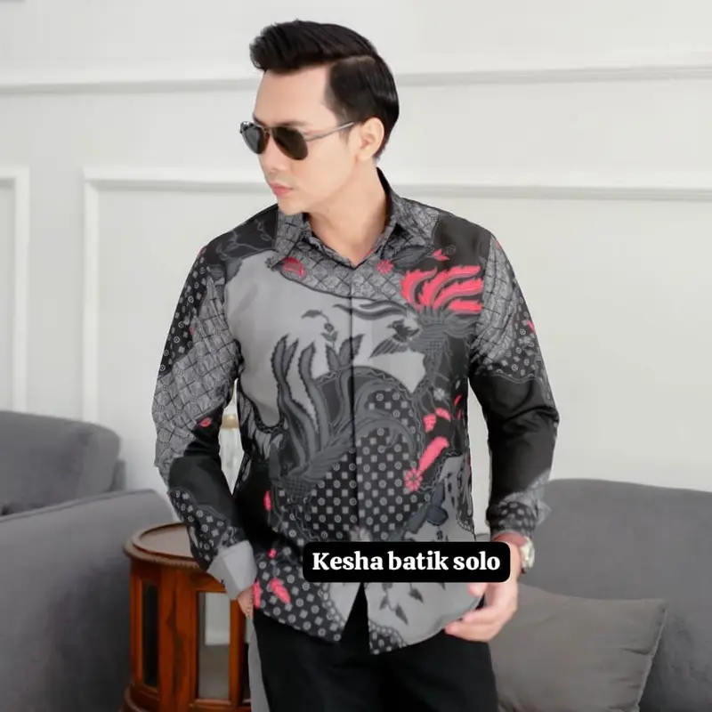 Kemeja batik slimfit lapis furing lengan panjang premium motif MEGANANDA bahan halus tebal Katun Pria 2