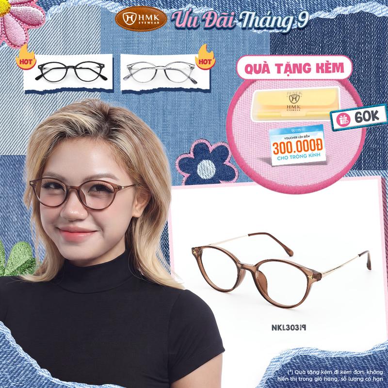 Gọng Kính Cận HMK Eyewear Nhựa Dẻo TR90 Dáng Bầu Dục Y2K Thời Trang Unisex Nam…