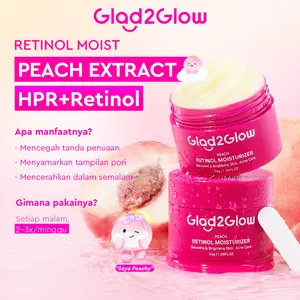 Glad2Glow Peach Retinol Moisturizer - Pelembab Wajah Anti Aging Retinol Facial Moist | Krim Wajah Mencerahkan day cream night cream moisturizer panthenol | Mencerahkan Flek Hitam Mengurangi kerutan mencerahkan warna kulit tone cream wajah