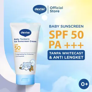 DEXTER Baby Turmeric Ice Sunscreen Cream SPF 50 PA +++ 50 G | 5x Ceramide & Kunyit | Broad Spectrum | No Whitecast | Dermatology Tested