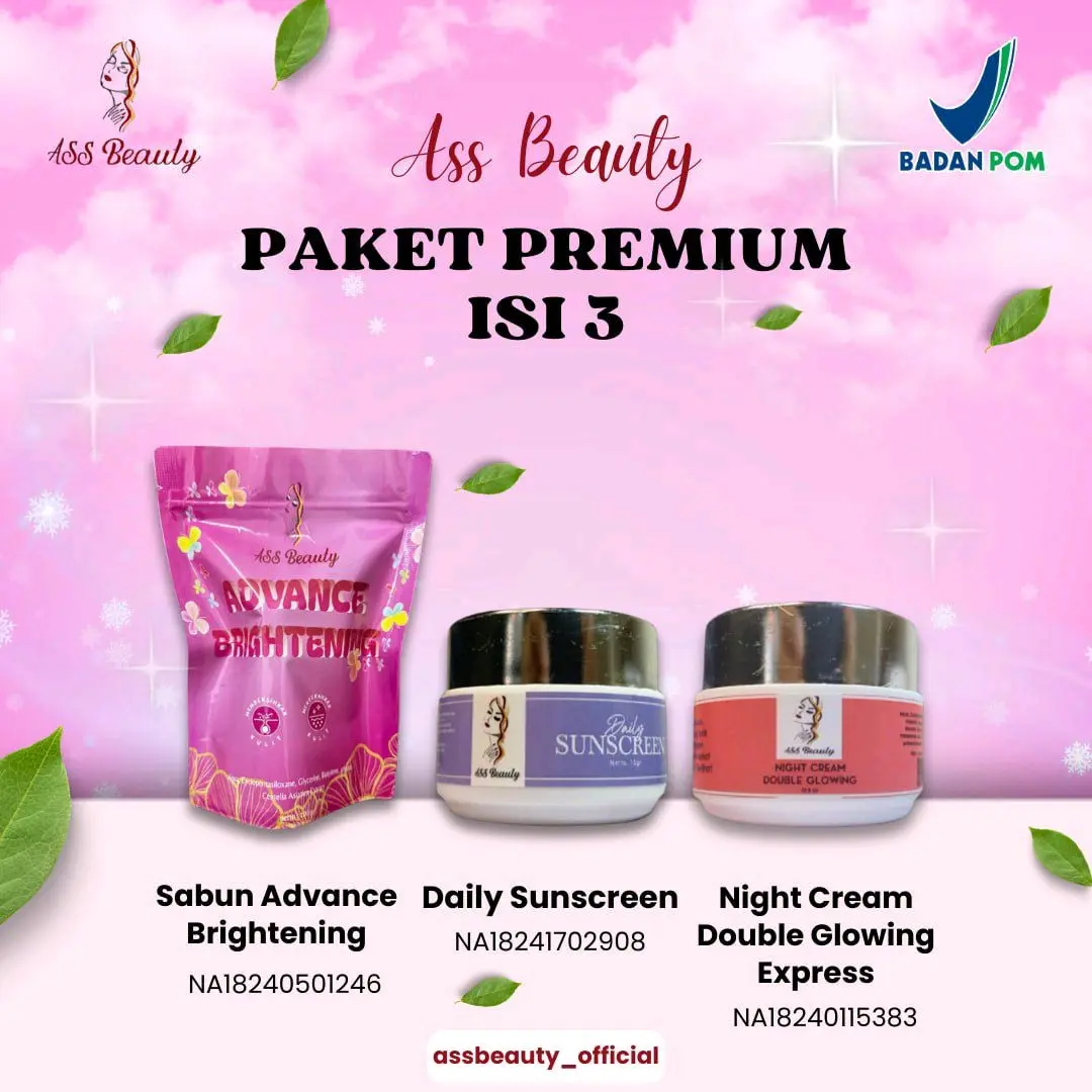 PAKET ISI 3, ADVANCE BRIGHTENING SOAP, NIGHT CREAM, DAILY Sunscreen ASS BEAUTY Remaja