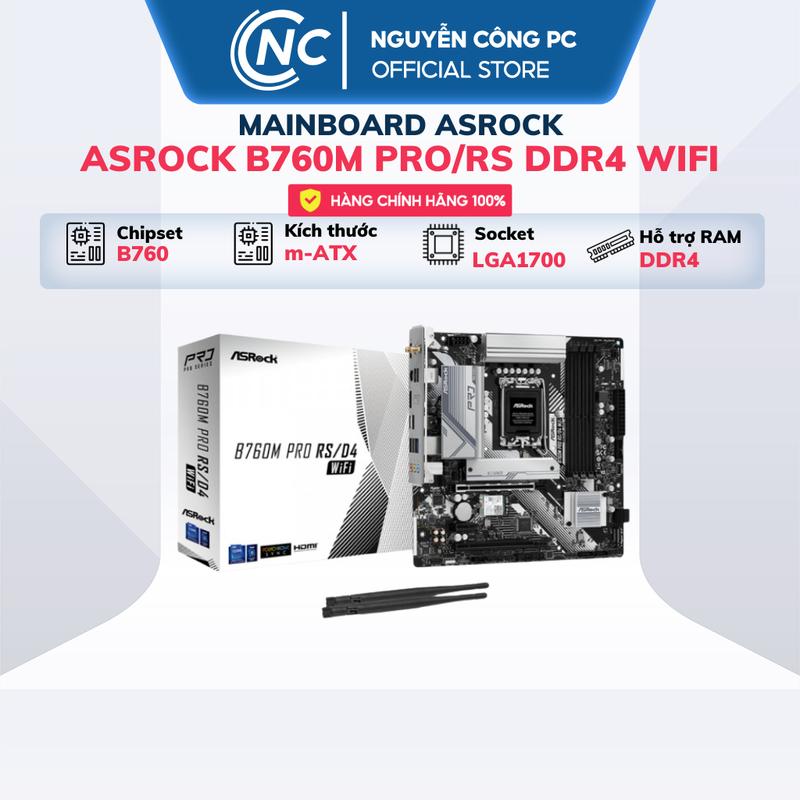Mainboard Asrock B760M Pro/Rs DDR4 ( có WIFI ) - BH 36 Tháng