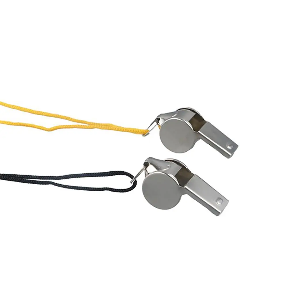 Team Sport Loud Metal Whistle Strong Stainless Steel Whistles Compact With Rope Referee Whistles Training