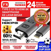 Gambar Kabel HDMI Type C 3.1 to HDMI Dongle MHL Mirroring Cable 8K 60Hz Anycast Dongle Miracast Mirascreen Ezcast Converter Smartphone Tablet HDCP 2.2  Kabel HDMI HP ke TV Monitor Proyektor PX MHA-8K60 dari PX Official Store Kota Administrasi Jakarta Utara 1 Tokopedia