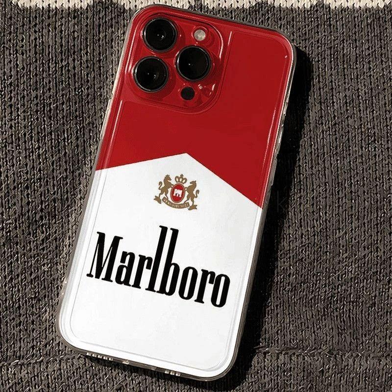 Ốp lưng iPhone in hình Marlboro phối màu đỏ trắng cổ điển, viền cao bảo vệ camera toàn máy chống ố vàng không trầy xước cho iPhone 17/16/15/14/13 Pro Max hot trend tiktok miễn ship