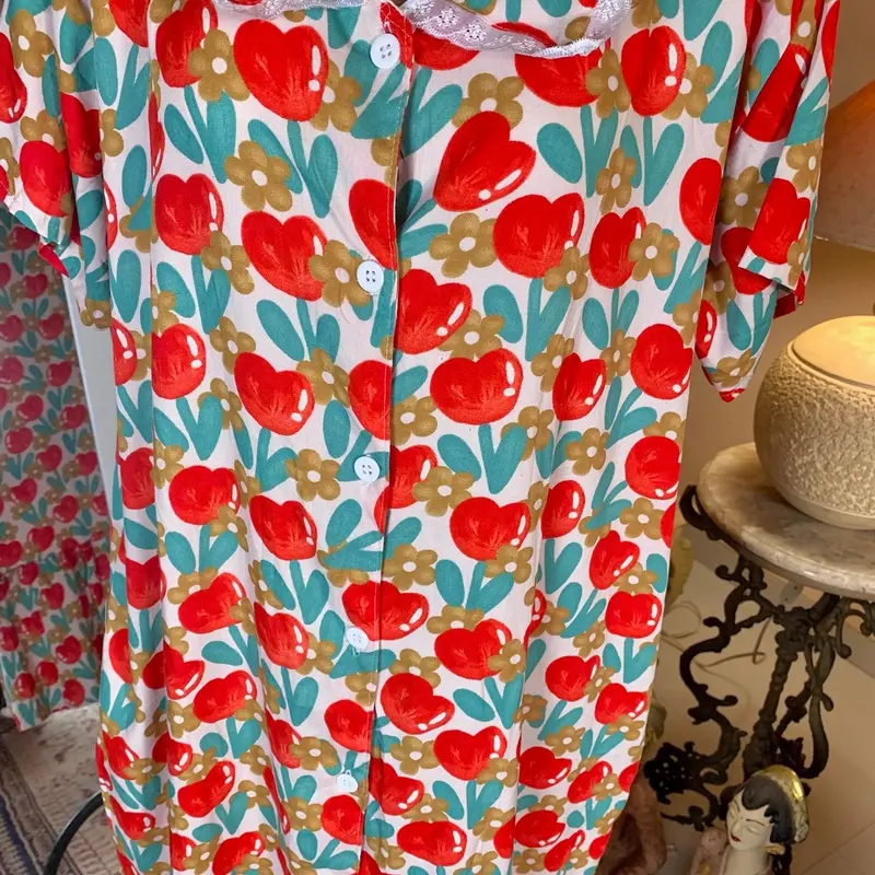 Yolanda Homedress / Dress Busui Bumil Kekinian / Daster Viral Kekinian Motif Nyaman /  Renda Kancing Kerah Rempel Pendek Rayon Panjang Hanya Boleh Dicuci Dengan Tangan Multicoloured 3