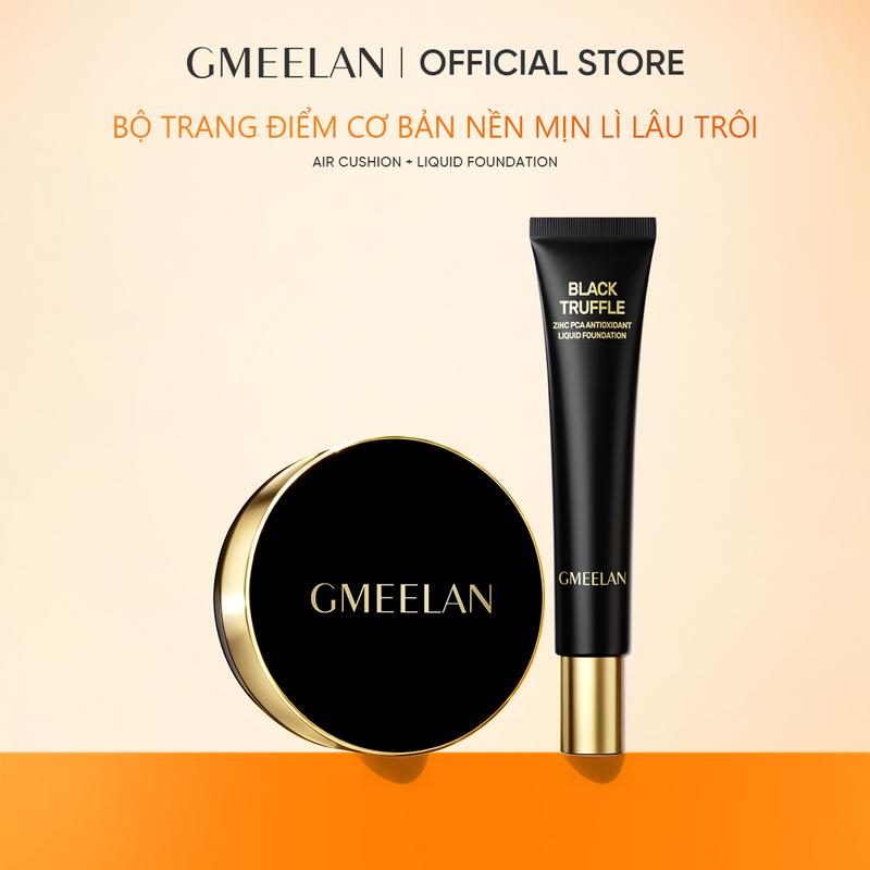 GMEELAN 2PCS CUSHION ZINC PCA NẤM TRUFFLE 7g+10g Hỗ trợ lớp nền mịn mềm và hỗ trợ lâu trôi thấm nước+ KEM NỀN DẠNG LỎNG ZINC PCA NẤM TRUFFLE ĐEN 30g