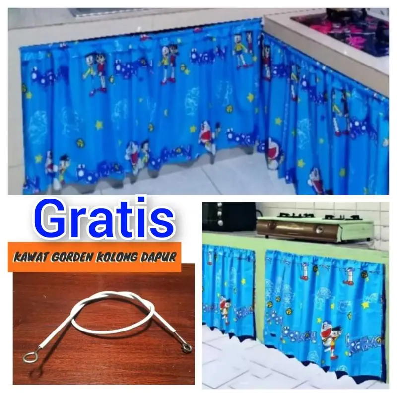 Gorden Kolong Dapur DORAEMON UKURAN 100 X 80 CM / Gorden Kolong Meja Dapur / Gorden Kolong Dapur MINIMALIS Curtain 7