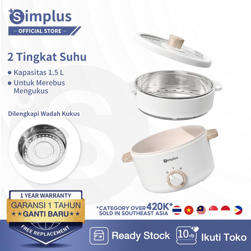 【MEGA SALE 】SIMPLUS Multi Cooker Panci Listrik 2 Tingkat Stainless ...