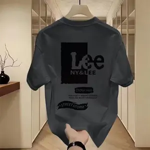 COD Minimalis Huruf Kaos Kualitas Premium Katun Gaya Korea - Pasangan Seri Oversize, Nyaman Bernapas Kerah Bulat Keren Item Trendy