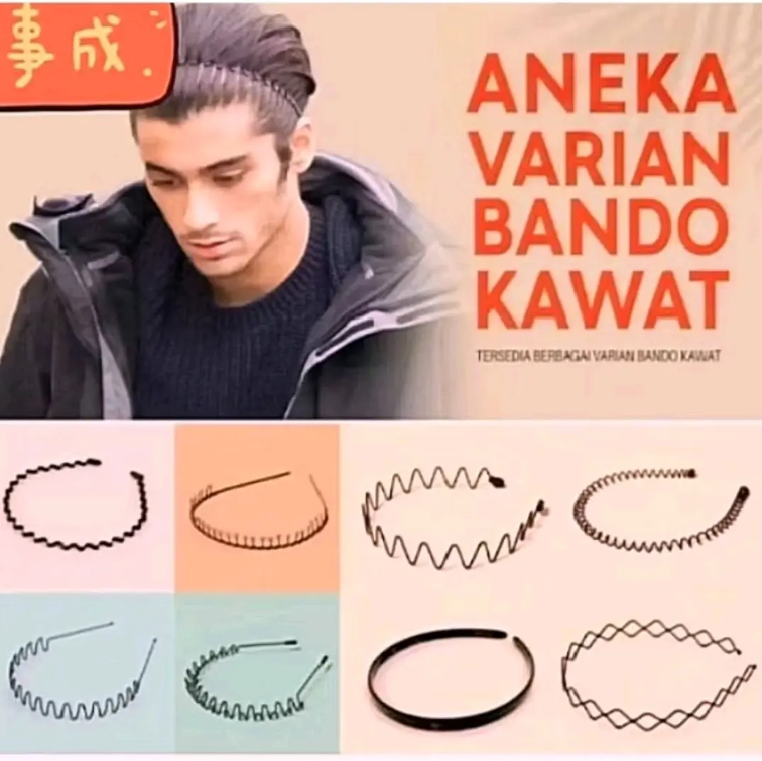 bando kawat pria wanita korea sirkam ombak gelombang zigzag hitam polos buat rambut anti patah bando pria wanita anak Headbands Cewe Cowo Aksesoris
