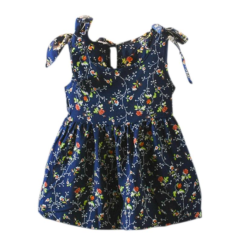 Product Introduction of Summer Casual Baby Girls Floral Pattern Strap Dress Cotton Kids Toddler Sleeveless Pageant Sundress 3
