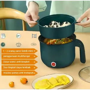 Panci panas listrik mini asrama rumah  menggunakan 0.8L Panci panas listrik multi-fungsi dengan soket USB pengukus Soket USB pengoperasian satu sentuhan Panci panas listrik