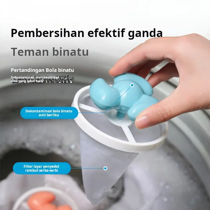 Mesin cuci tas filter apung filter serat penghilang rambut dekontaminasi bola cucian bola cuci bola cucian berbentuk bunga plum 3