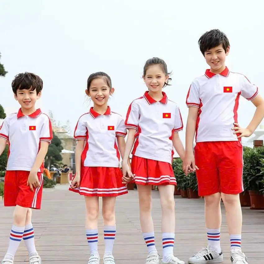Bộ quần áo polo bé trai, bé gái hình Việt Nam 20-46kg từ 6-16 tuổi -s