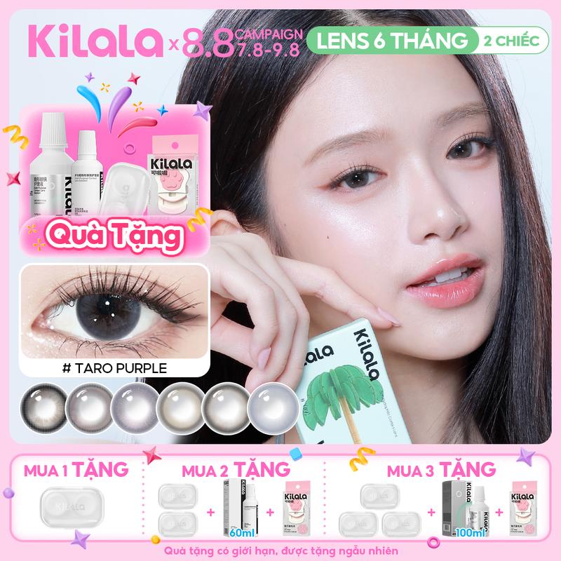Kính áp tròng Kilala lens 6 tháng màu nâu xám tự nhiên DIA 14.2-14.5mm độ cận 0-7 hiệu ứng mắt sâu tây, lens giãn nhẹ tạo ánh nhìn ấm áp phù hợp mắt to, cải thiện mắt tam bạch