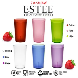 ( 6 - 12 Pcs ) ESTEE Gelas Plastik Bening PET 13 cm x 7,5 cm Bebas BPA Aman untuk Makanan Material PET Anti Pecah