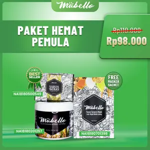 Mabello Paket Hemat Pemula Sabun Beddalotong & Lulur Beddalotong Free Masker Mencerahkan Kulit Kusam Memutihkan & Memudarkan Kering