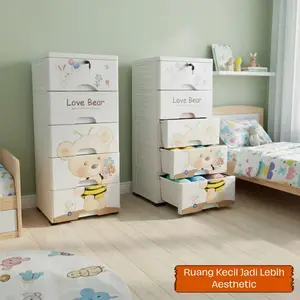 BABY Lemari Pakaian Anak 4 Susun Kotak Penyimpanan Serbaguna dengan Laci Lebih Dalam & Kunci Pengaman untuk Keamanan Baby Material PP Kuat Anti Debu