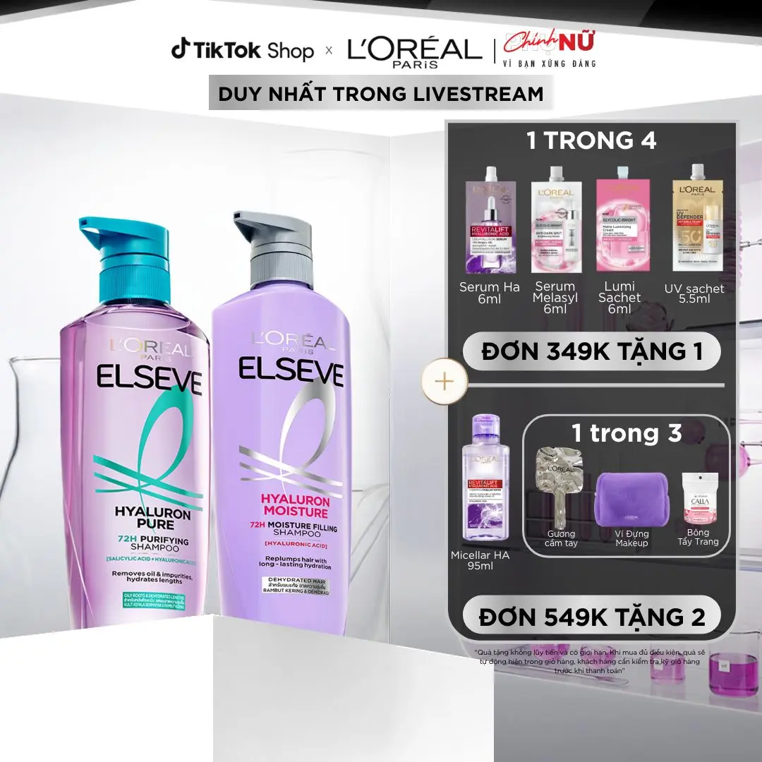 Dầu Gội L'oreal Elseve Hyaluron Pure 72H Purifying Shampoo 620ml