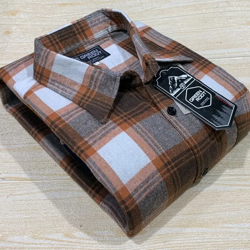 Kemeja Flanel Wool V-Neck Lengan Pendek Big Size 5XL 6XL Pria Distro Santai - Kain, Kerah 5