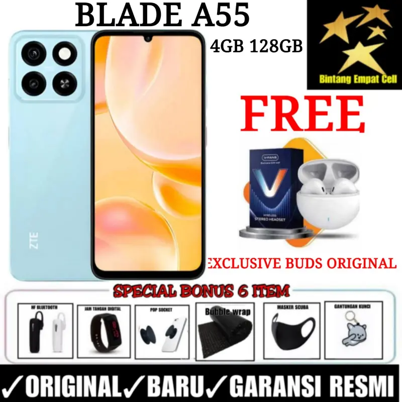 (PROMO LIVE) ZTE BLADE A55 4/128 GARANSI RESMI 1