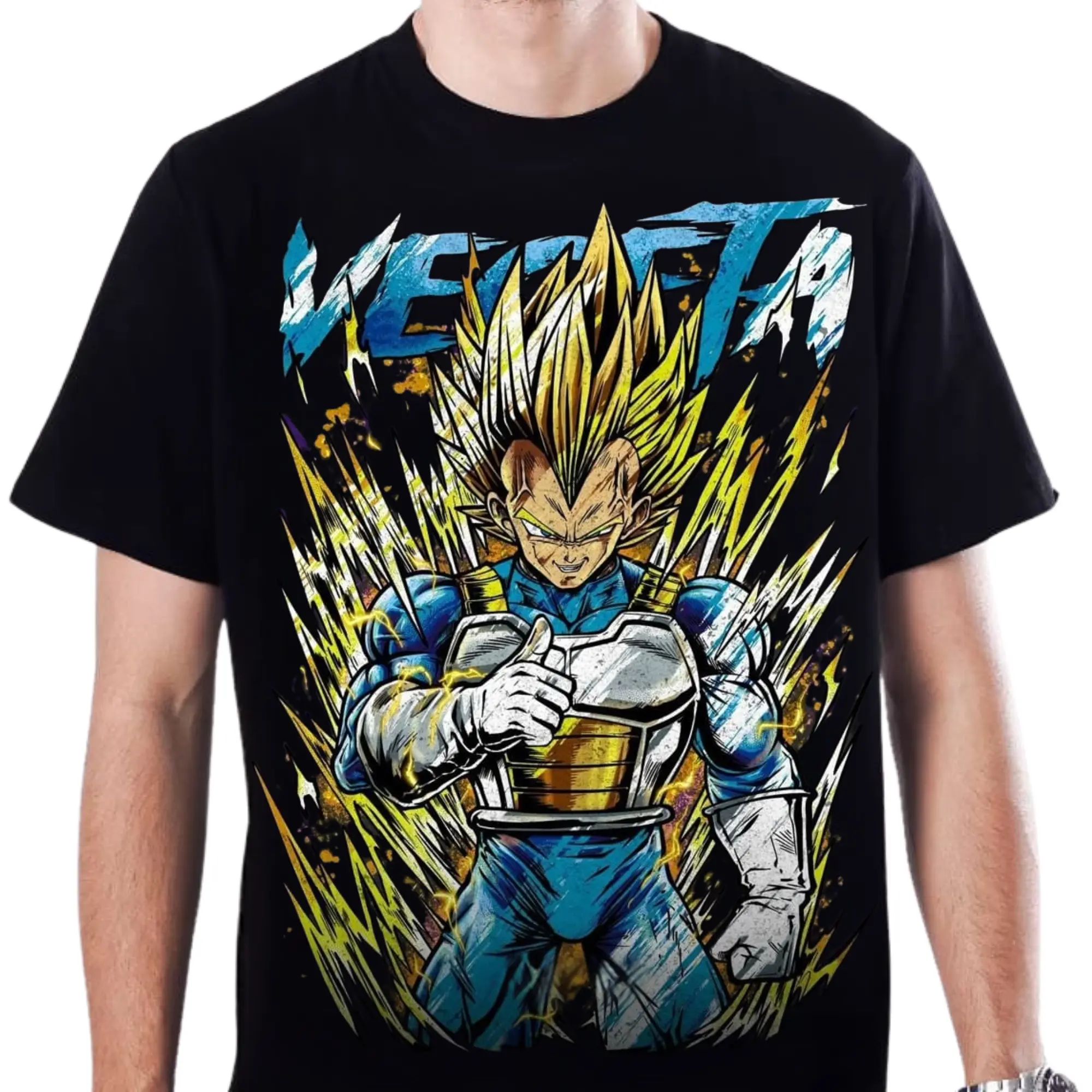 YUSHAZS Kaos VEGETA Super Saiyan Thunder Strike –