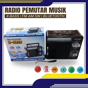 Mitsuyama Radio Bluetooth Jadul SN-4020BT - Radio Klasik SONIA 4020BT - Radio Portable dengan Bluetooth, Penerima 3 Band, MP3 USB, AUX, dan Lampu LED