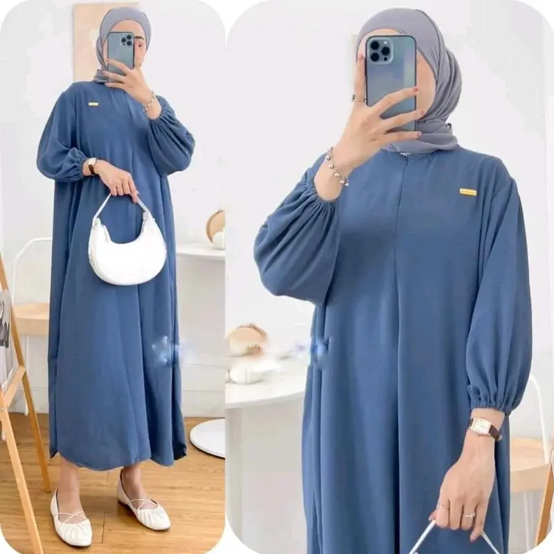 [BUNDLE 3 PCS] AMANDA MIDI DRESS CRINKLE AIRFLOW PREMIUM  Ootd Gamis Jumbo 7