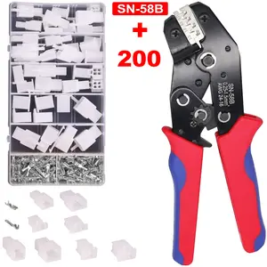200pcs Socket + Tang Crimp Skun SN 58B Soket Motor Kecil Konektor Kabel Skun Terminal 2.8mm set Socket kabel mobil motor Kuningan