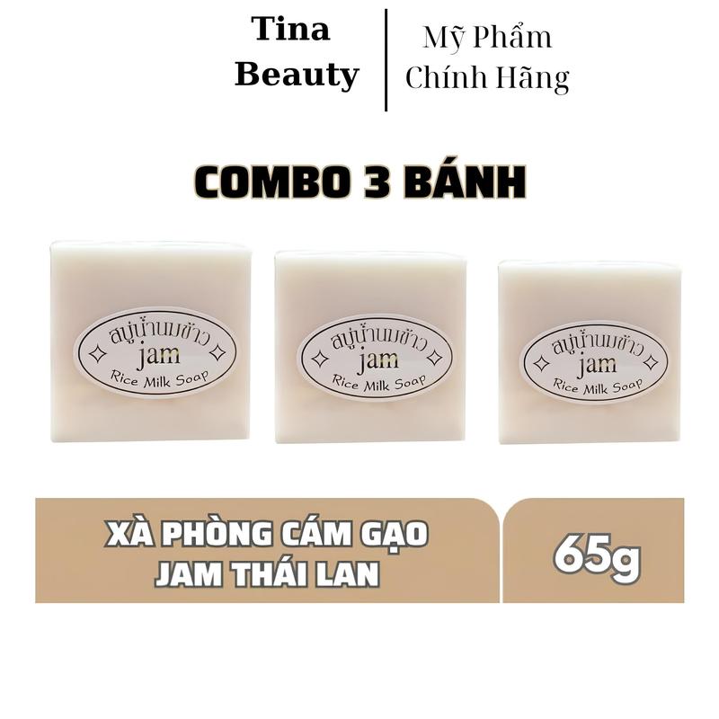  Xà Phòng Tắm Cám Gạo Jam Rice Milk Soap Thái Lan  65g x 1 Cục  