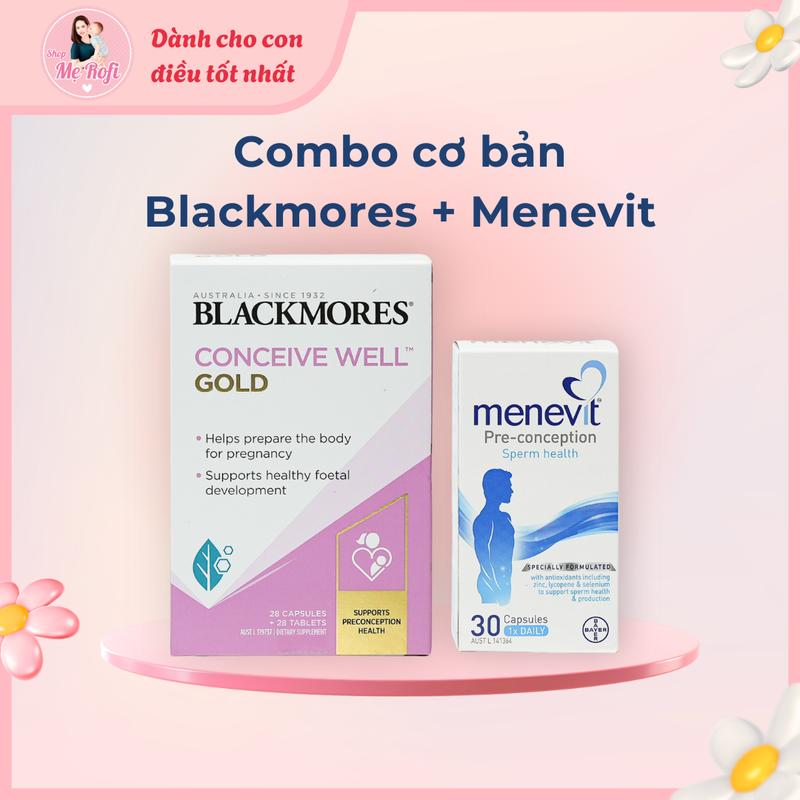 Combo Blackmores Conceive Well Gold & Menevit Conception Hỗ Trợ Sức Khỏe Nam Giới - Mẹ Rofi