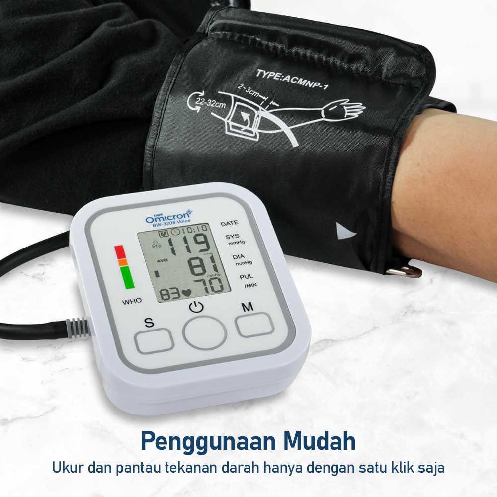 TaffOmicron Alat Ukur Tekanan Tensi Darah Tensimeter Digital LED Pengukur Tekanan Darah Dengan Fitur Notifikasi Suara Bahasa Indonesia BW-3205 Blood Pressure Measurement Electronic Sphygmomanometer Monitor Pulse Heart Beat Rate Meter Tensi Meter Digital