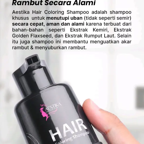 Aestika Shampo Penghitam Rambut Beruban - Hair Coloring Shampoo 1x Keramas (Bpom), Penghitam Uban Pewarna Cat Dye Menghitamkan Perempuan Brown 4
