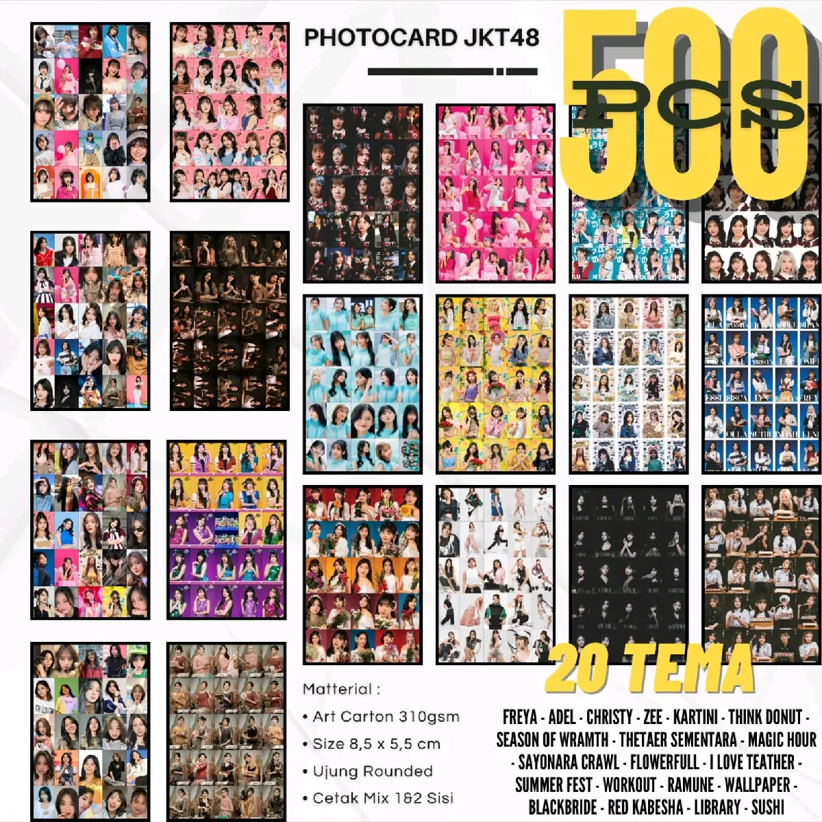 [500pcs] PHOTOCARD JKT48 MIX CETAK 1 & 2 SISI - 20 TEMA