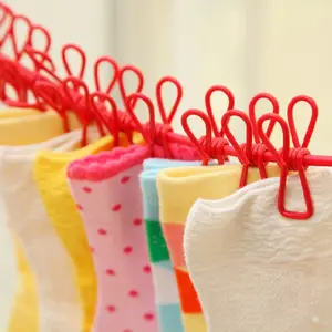 [BISA COD] Tali Gantungan Jepitan Jemuran Pakaian 12 Jepit Portable Bahan Kawat Besi 5 Meter