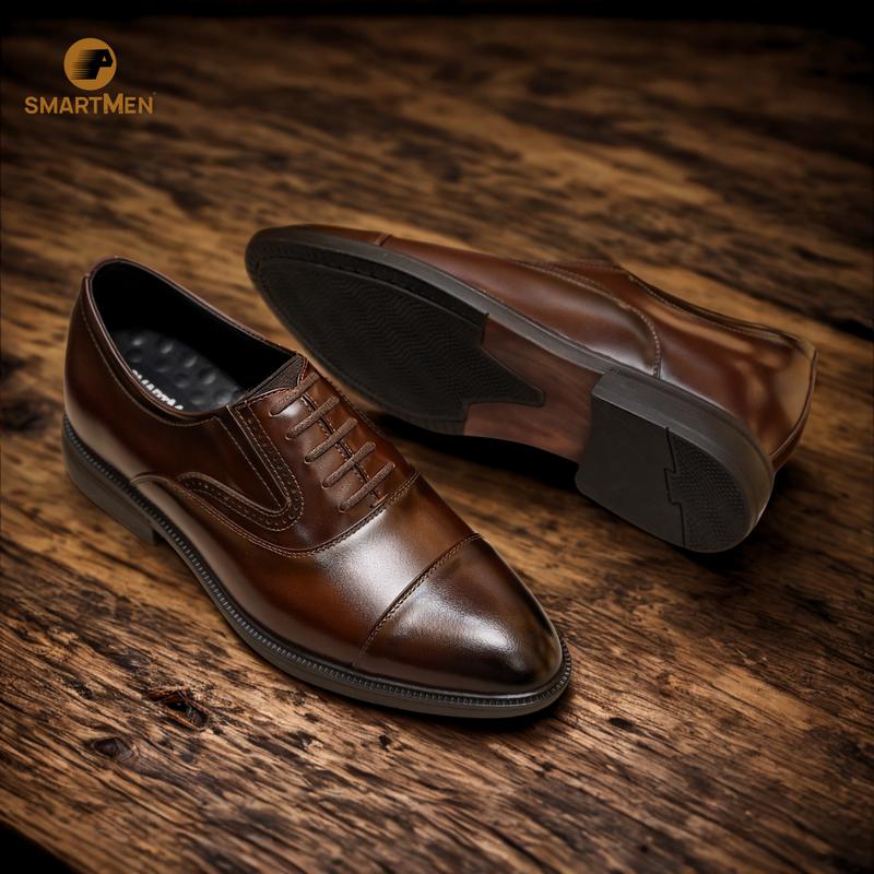 Giày tây GLE-01-N kiểu dáng Lazymen không buộc dây: Oxford kết hợp Loafer, xỏ chân và đi, không cần tháo cởi dây, siêu tiện lơi. Da bò cao cấp, đế cao su đúc nguyên khối, có khâu đế. Phù hợp làm giày công sở, giày cưới, giày dự tiệc