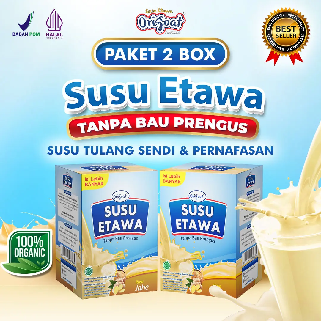 Susu Etawa Origoat Original - Paket 2 Box ( 250 gr ) - BPOM Halal - Bantu Atasi Nyeri Tulang Sendi & Pernafasan - Tanpa Bau Prengus - 100% Organik