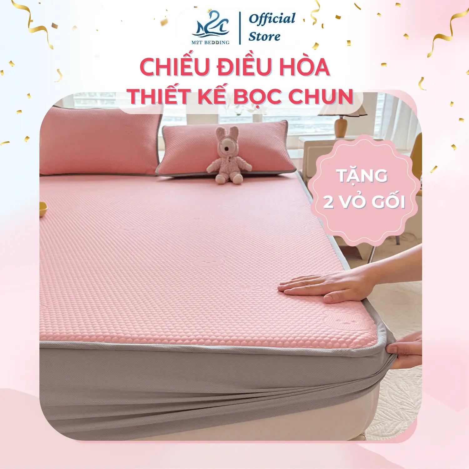 [TẶNG 2 VỎ GỐI] Chiếu điều hòa băng lạnh bọc chun cao cấp M2T BEDDING mềm - mịn - mát, không mùi, không mủn, không bụi mịn.