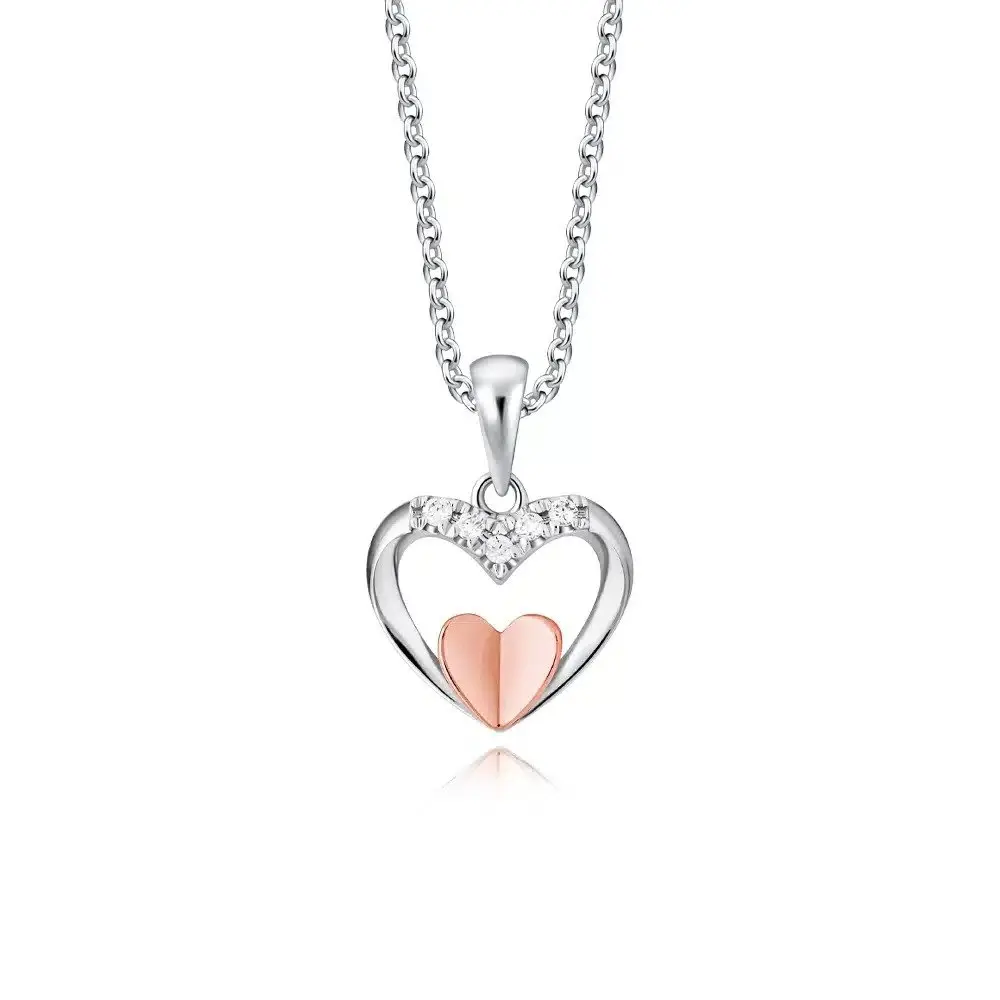 SK Jewellery Starlett Flutter Rose Heart Diamond Pendant