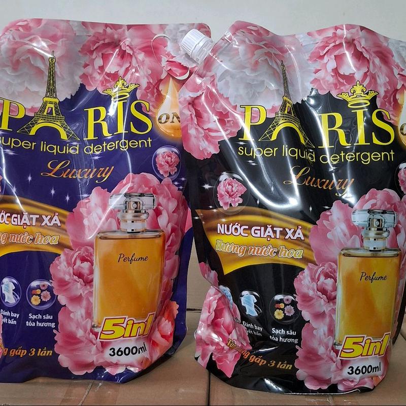 Com bo 2 túi nước giặt Paris 3,6l (tổng 7,2l) công nghệ Thái Lan, lưu hương 48h cho mọi gia đình