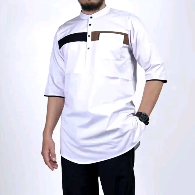 Baju Koko Kurta Dewasa Warna Coklat Mahogany Lengan Pendek 3/4 | Koko Kurta Pria Dewasa Model Terbaru 1