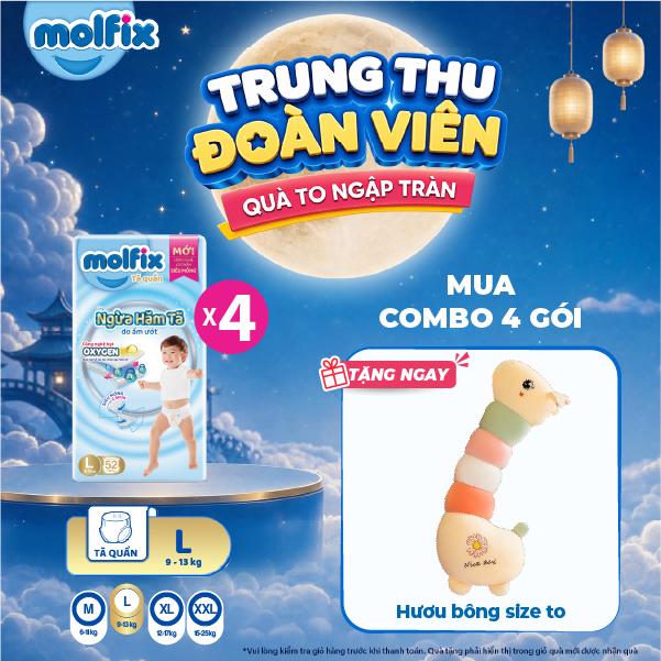 Combo 4 gói Tã quần Molfix Oxy Super Jumbo giúp Ngừa Hăm Tã đủ các size…