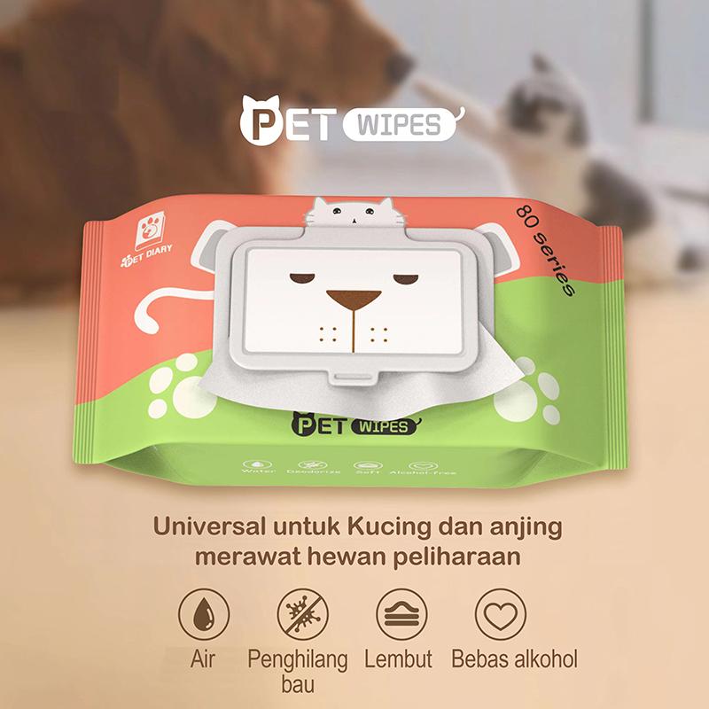 Tisu Basah Pembersih Kucing Anjing Grooming Hewan Murah Handuk Tissue 80Pcs/Bungkus
