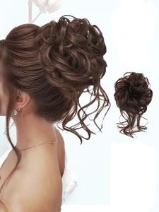 Moño de cabello rizado y desordenado, colección alta de 10 pulgadas, extensiones de cabello sintético para mujer, estilo diario de cola ondulada