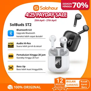 Solohour ST2 TWS Earphone Bluetooth Nirkabel dengan Kontrol Sentuh Bluetooth 6.0 LED Smart Display dengan Kualitas Suara Tinggi dan Stereo In-ear